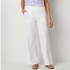 St. John's Bay Elegant White Wide-Leg Pants